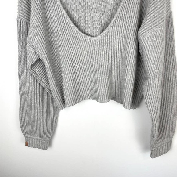 Lunya Cozy Cotton Silk Reversible Ribbed Pullover Sweater Mellow Grey Heather - Picture 7 of 15